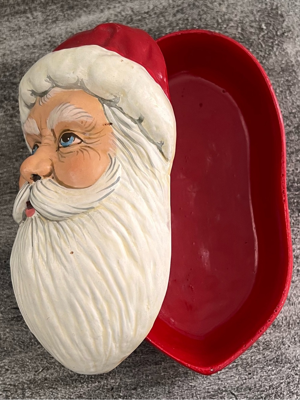 Vintage Paper Mache Santa Clause Pantry Box Christmas Holiday Hand Painted